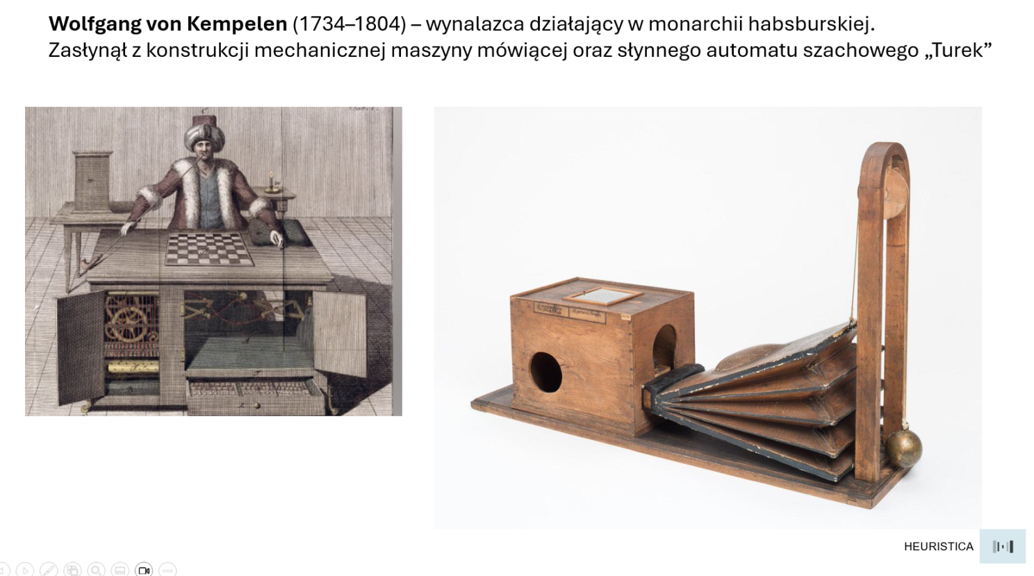 Historyczne automaty do naśladowania mowy i odtwarzania głosu.